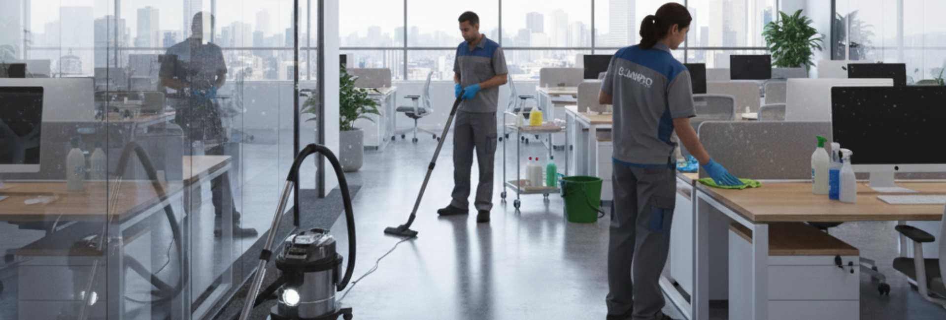 Commercial cleaning process work by professional cleaners from Atto Property
